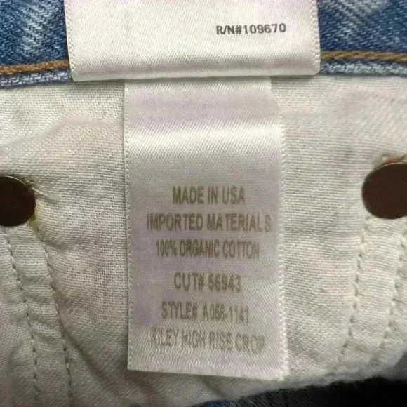 Agolde jeans riley high rise straight crop clear skies blue distressed size 24 - Picture 9 of 9